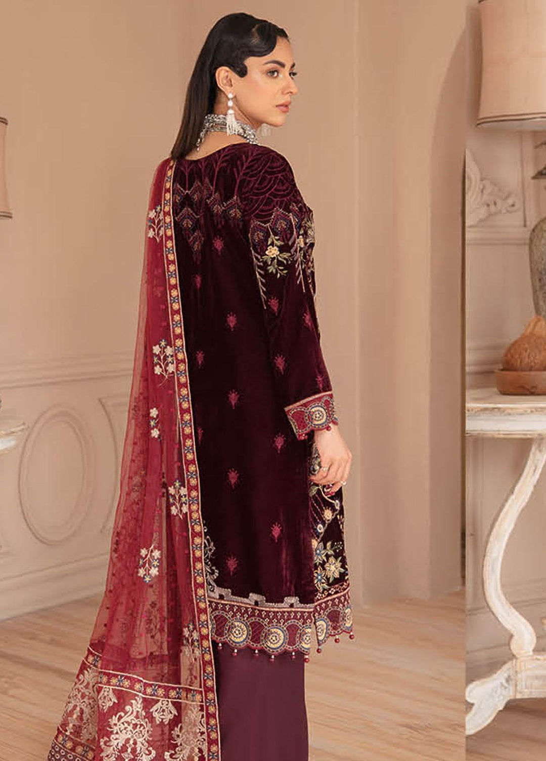Ramsha Embroidered Velvet Suits Unstitched 3 Piece RSH22V5 V-503 - Winter Collection