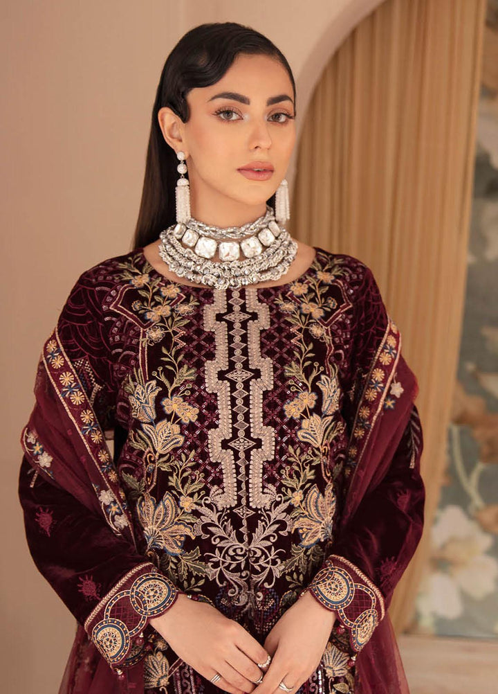 Ramsha Embroidered Velvet Suits Unstitched 3 Piece RSH22V5 V-503 - Winter Collection