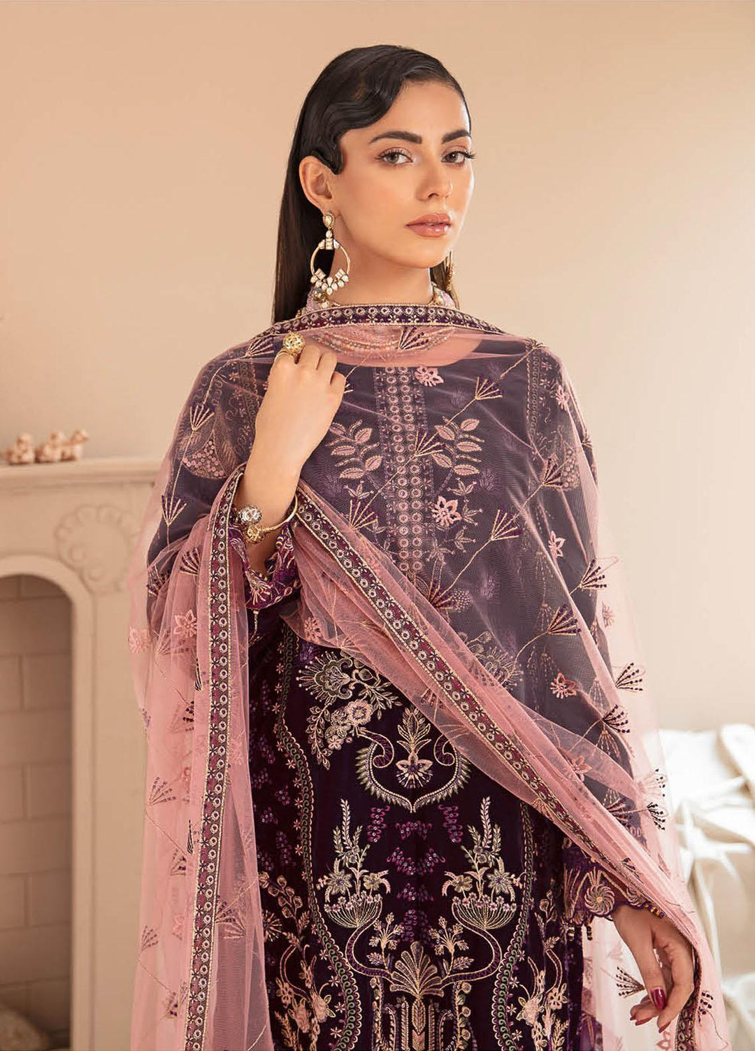 Ramsha Embroidered Velvet Suits Unstitched 3 Piece RSH22V5 V-505 - Winter Collection