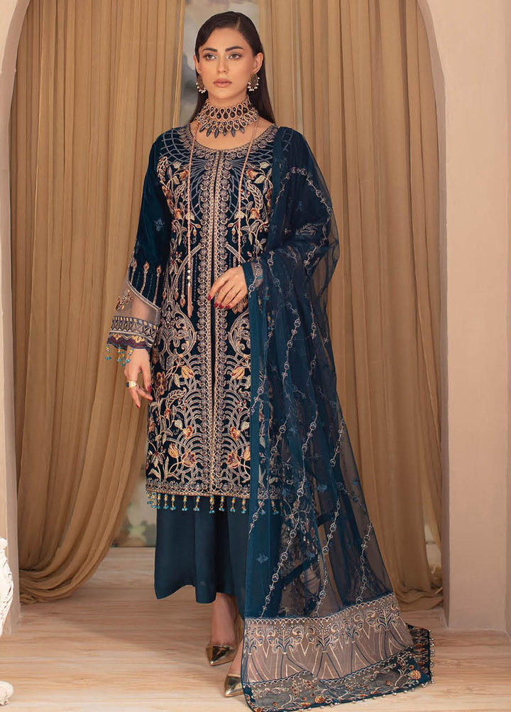 Ramsha Embroidered Velvet Suits Unstitched 3 Piece RSH22V5 V-506 - Winter Collection