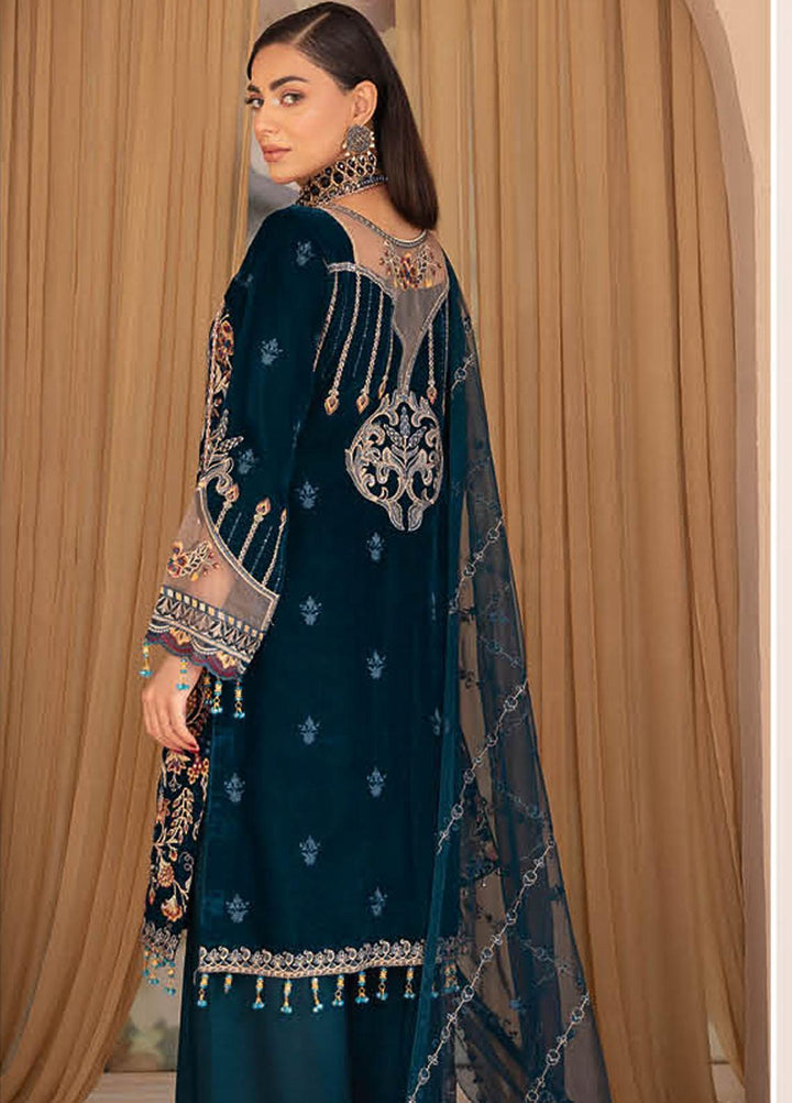 Ramsha Embroidered Velvet Suits Unstitched 3 Piece RSH22V5 V-506 - Winter Collection
