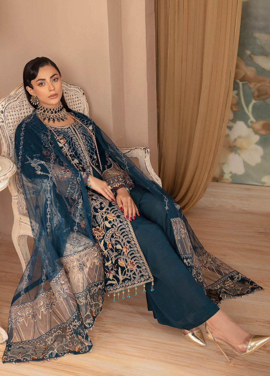 Ramsha Embroidered Velvet Suits Unstitched 3 Piece RSH22V5 V-506 - Winter Collection