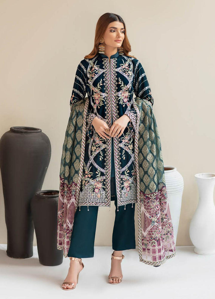 Ramsha Embroidered Chiffon Suits Unstitched 3 Piece RSH21V-4 V-402 - Winter Collection
