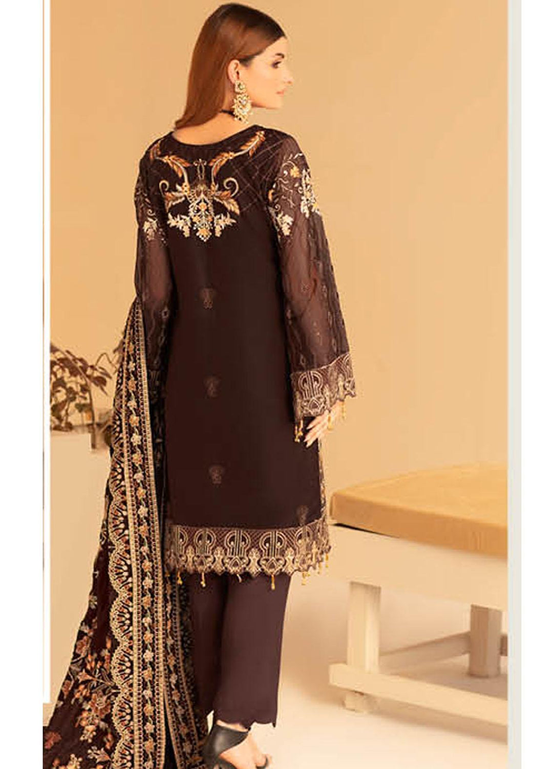 Ramsha Embroidered Net Suits Unstitched 3 Piece RSH21V-4 V-403 - Winter Collection