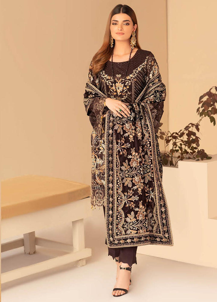 Ramsha Embroidered Net Suits Unstitched 3 Piece RSH21V-4 V-403 - Winter Collection