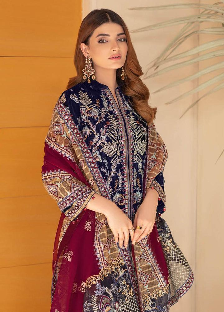 Ramsha Embroidered Velvet Suits Unstitched 3 Piece RSH21V-4 V-404 - Winter Collection