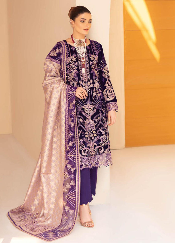 Ramsha Embroidered Velvet Suits Unstitched 3 Piece RSH21V-4 V-405 - Winter Collection