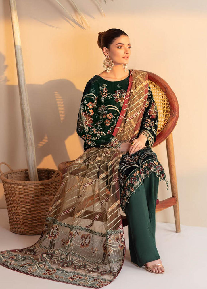Ramsha Embroidered Velvet Suits Unstitched 3 Piece RSH21V-4 V-406 - Winter Collection