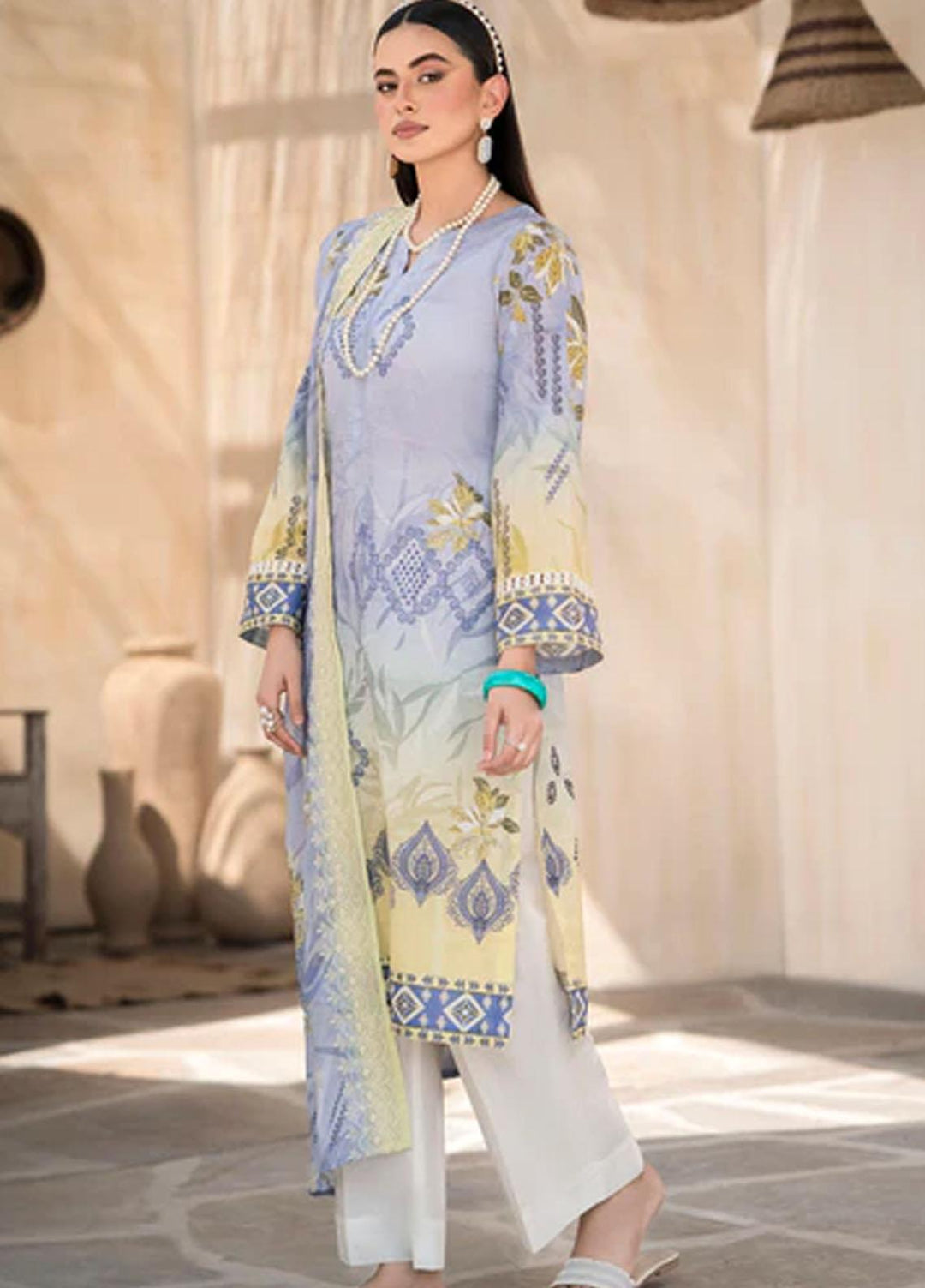 Rang By Motifz Embroidered Lawn Suits Unstitched 3 Piece MT23RDP 3752A - Summer Collection