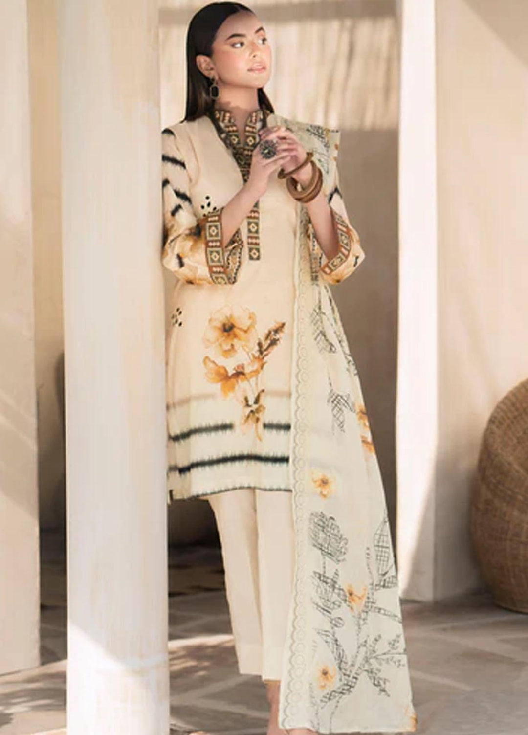 Rang By Motifz Embroidered Lawn Suits Unstitched 3 Piece MT23RDP 3753A - Summer Collection