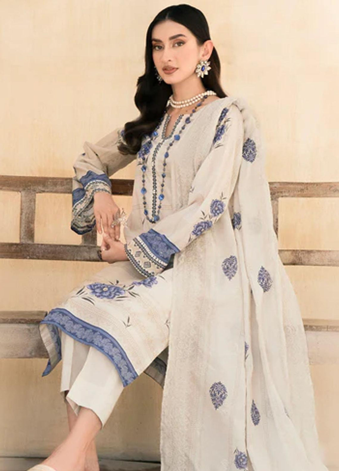 Rang By Motifz Embroidered Lawn Suits Unstitched 3 Piece MT23RDP 3754A - Summer Collection