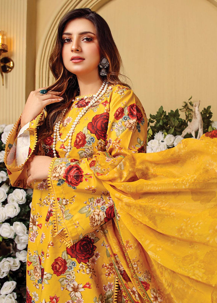Rang-e-Bahar By Humdum Printed Lawn Suits Unstitched 3 Piece HD23RB 02 - Summer Collection