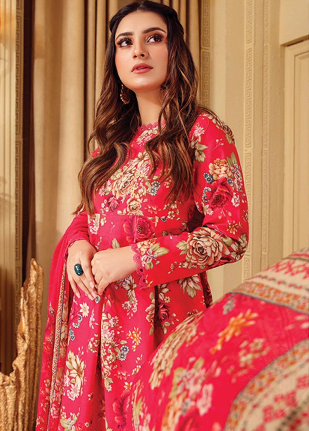 Rang-e-Bahar By Humdum Printed Lawn Suits Unstitched 3 Piece HD23RB 04 - Summer Collection
