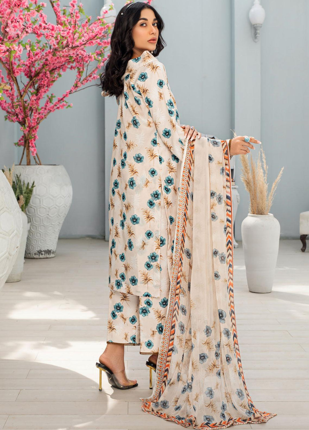 Rang-e-Bahar By Humdum Printed Lawn Suits Unstitched 3 Piece HD23RB-2 D-02 - Summer Collection