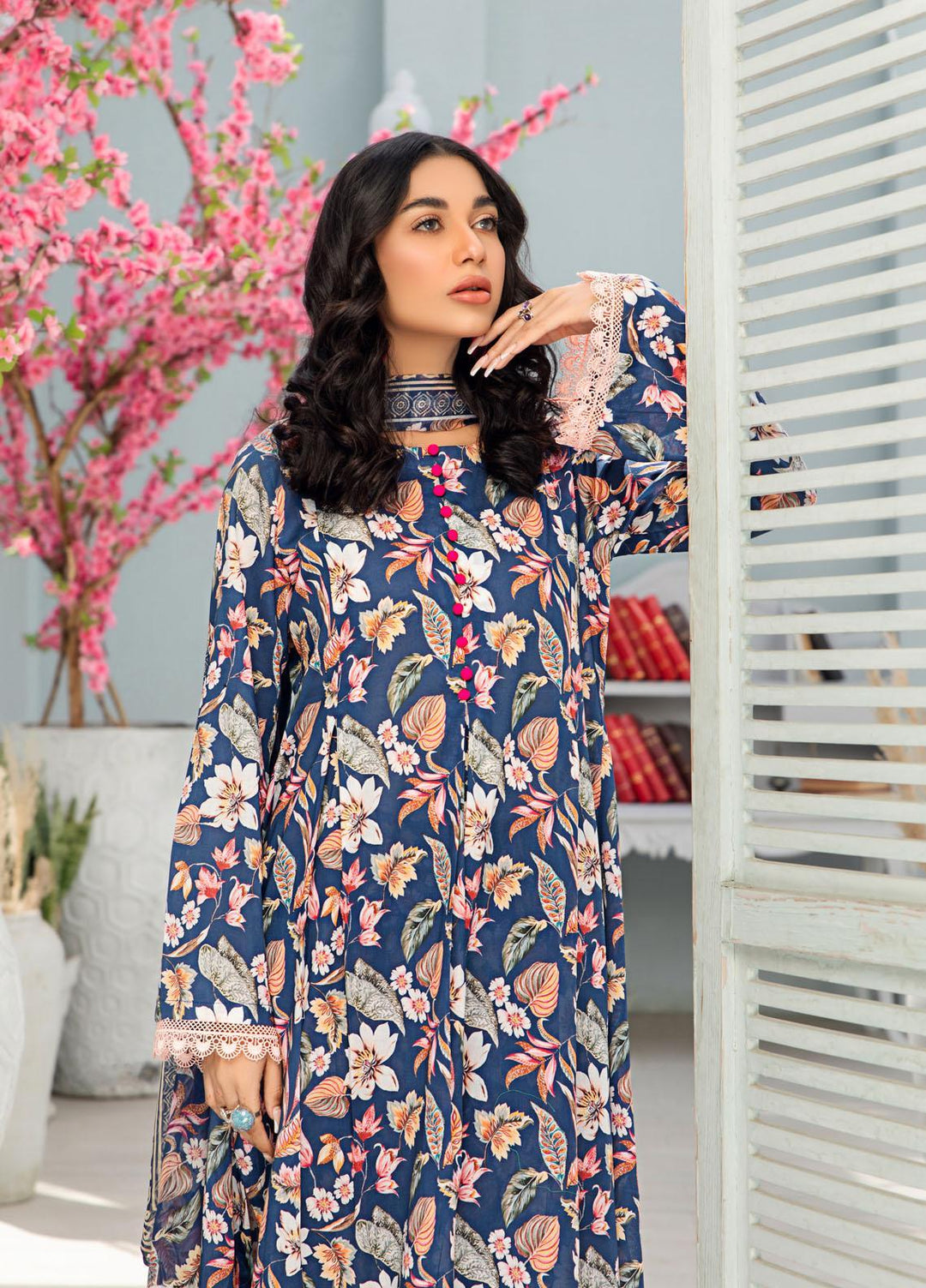 Rang-e-Bahar By Humdum Printed Lawn Suits Unstitched 3 Piece HD23RB-2 D-03 - Summer Collection