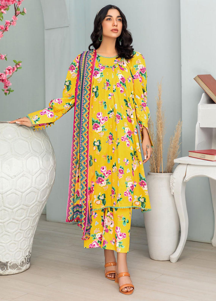 Rang-e-Bahar By Humdum Printed Lawn Suits Unstitched 3 Piece HD23RB-2 D-04 - Summer Collection