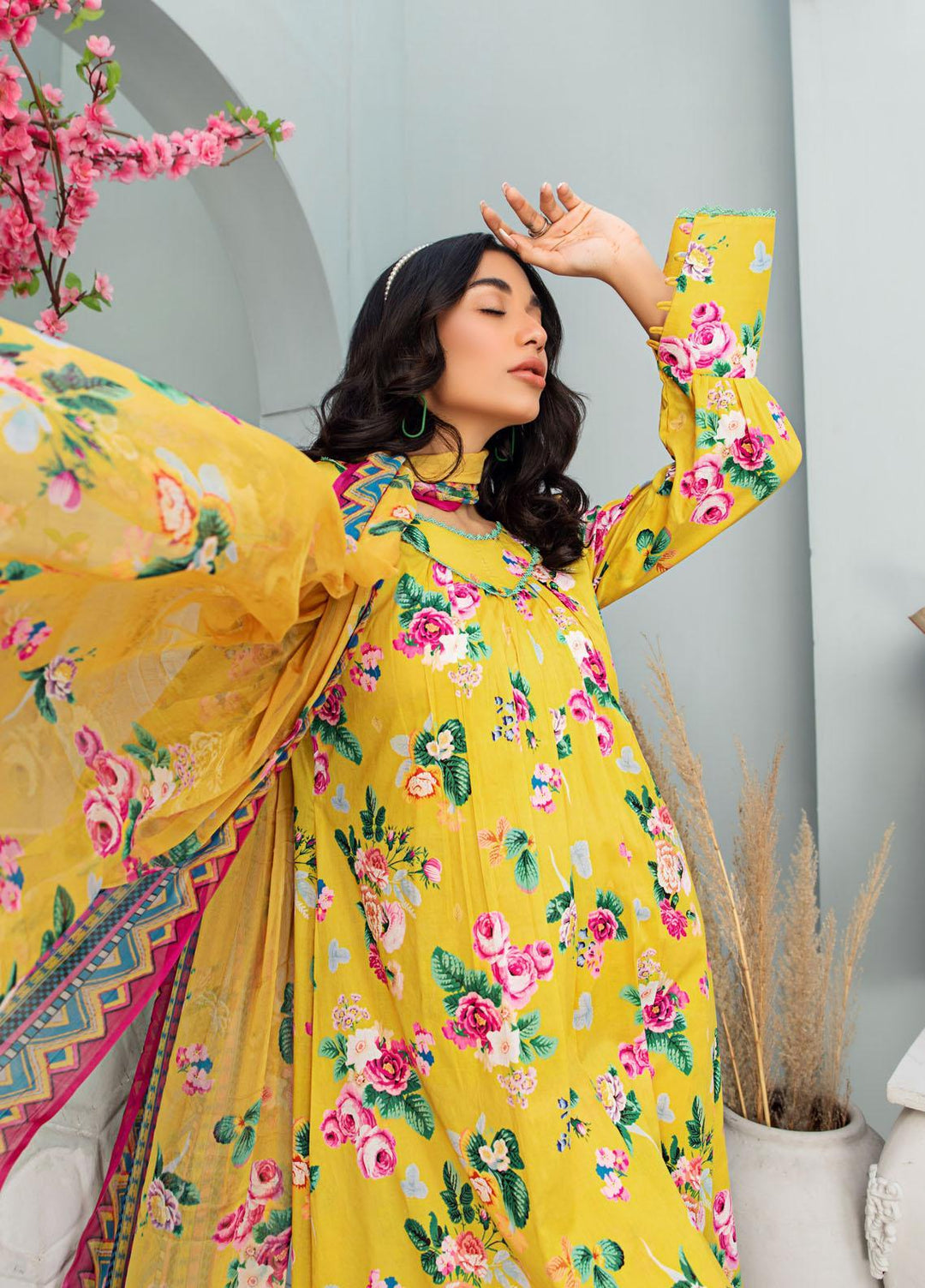 Rang-e-Bahar By Humdum Printed Lawn Suits Unstitched 3 Piece HD23RB-2 D-04 - Summer Collection