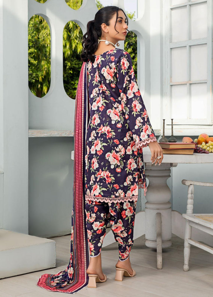 Rang-e-Bahar By Humdum Printed Lawn Suits Unstitched 3 Piece HD23RB-2 D-08 - Summer Collection