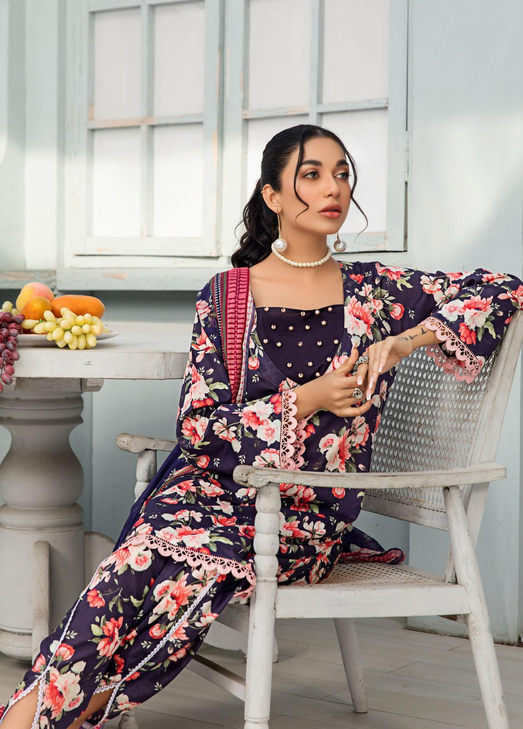 Rang-e-Bahar By Humdum Printed Lawn Suits Unstitched 3 Piece HD23RB-2 D-08 - Summer Collection