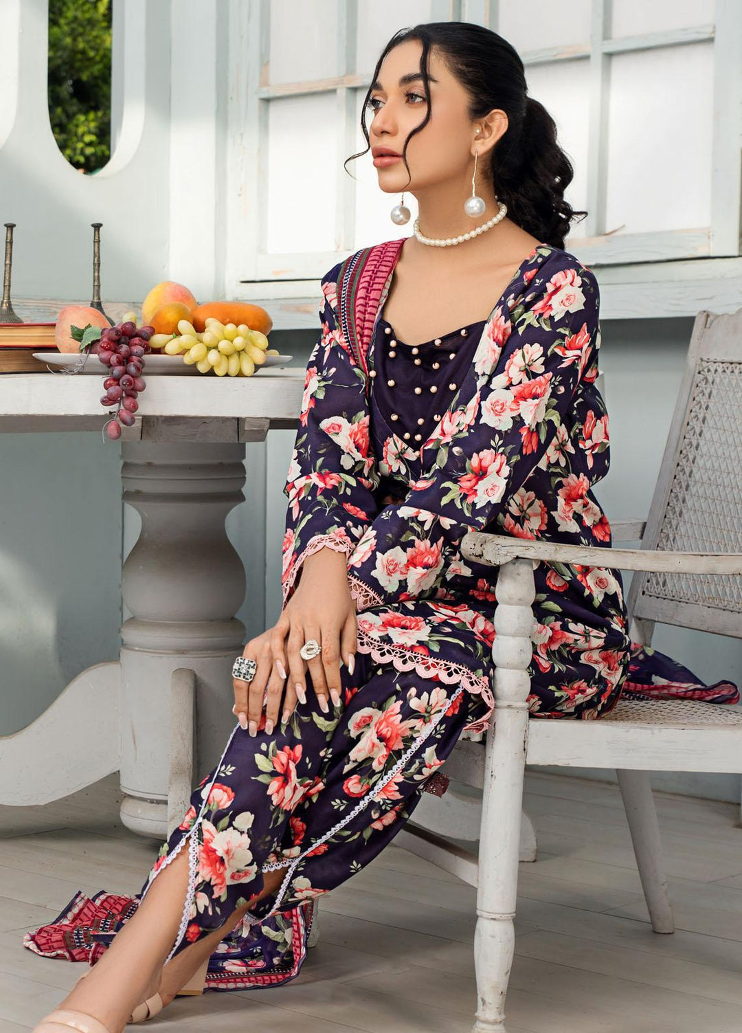 Rang-e-Bahar By Humdum Printed Lawn Suits Unstitched 3 Piece HD23RB-2 D-08 - Summer Collection