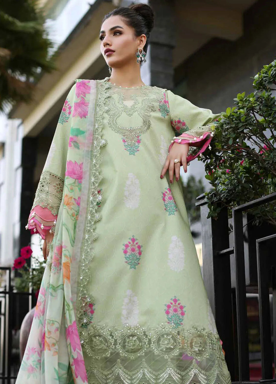 Rang-E-Bahar Embroidered Lawn Suit Unstitched 3 Piece CRZ24RB CRB4-12 - Spring Summer Collection