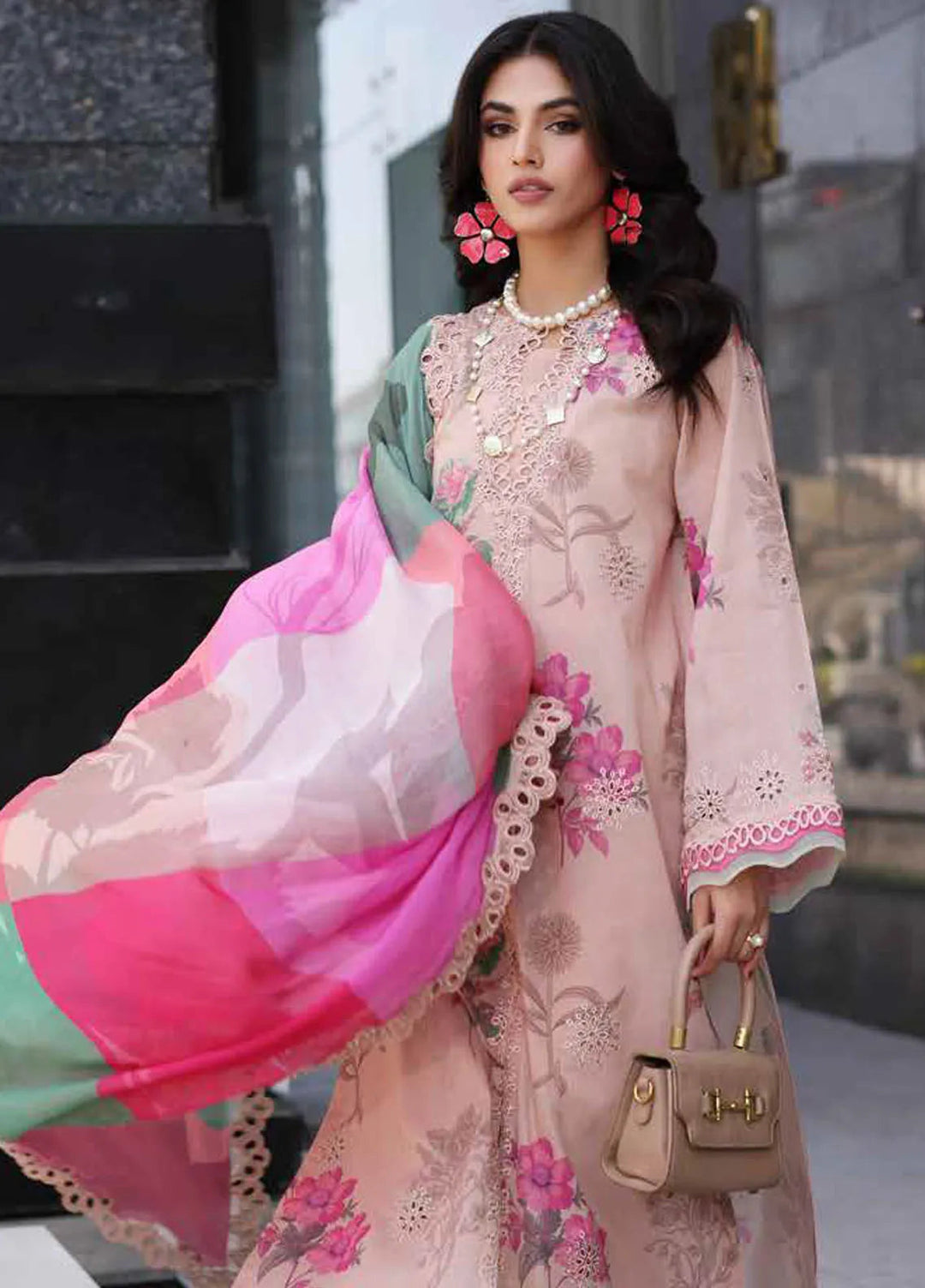 Rang-E-Bahar Embroidered Lawn Suit Unstitched 3 Piece CRZ24RB CRB4-15 - Spring Summer Collection