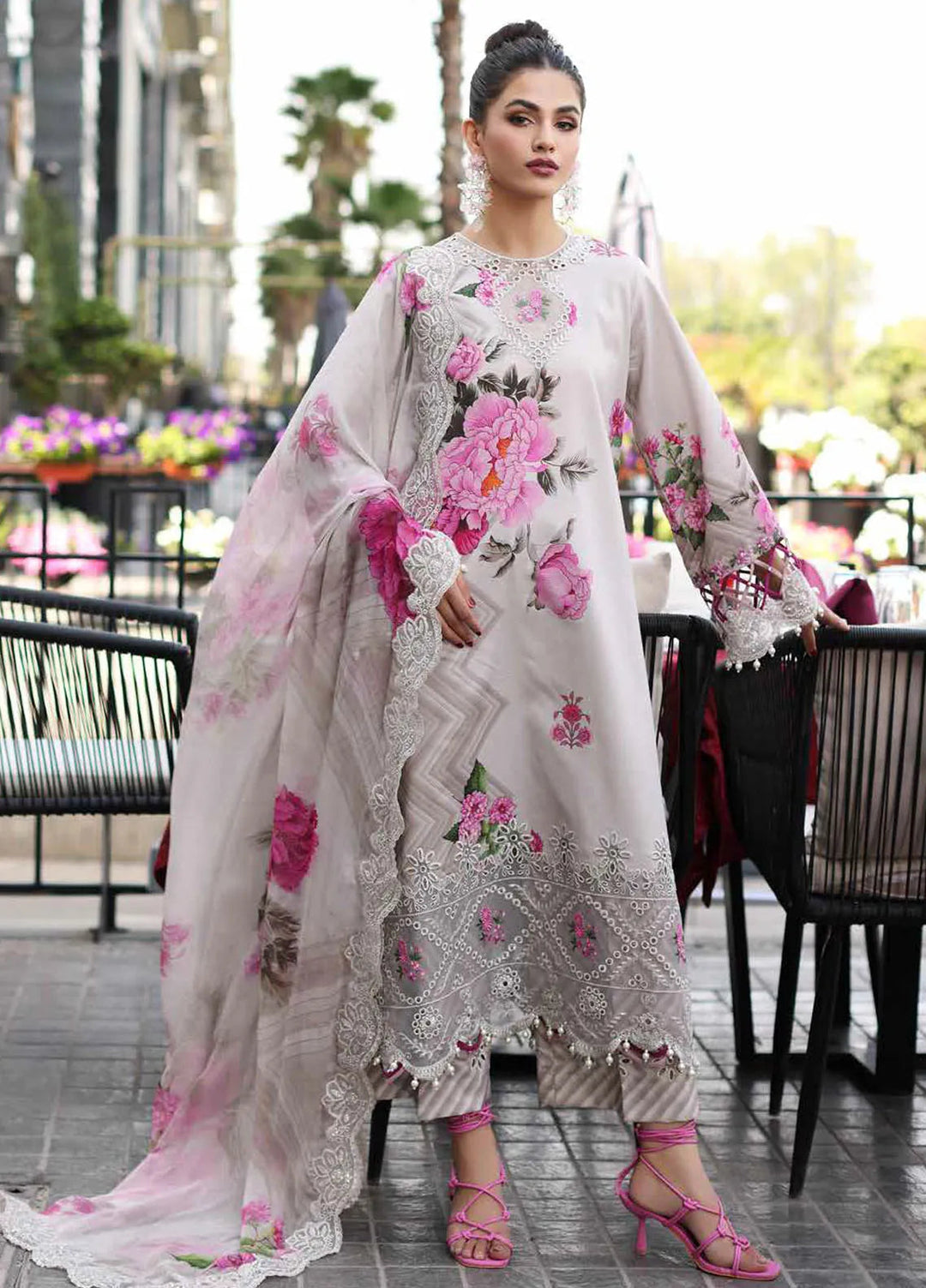Rang-E-Bahar Embroidered Lawn Suit Unstitched 3 Piece CRZ24RB CRB4-17 - Spring Summer Collection
