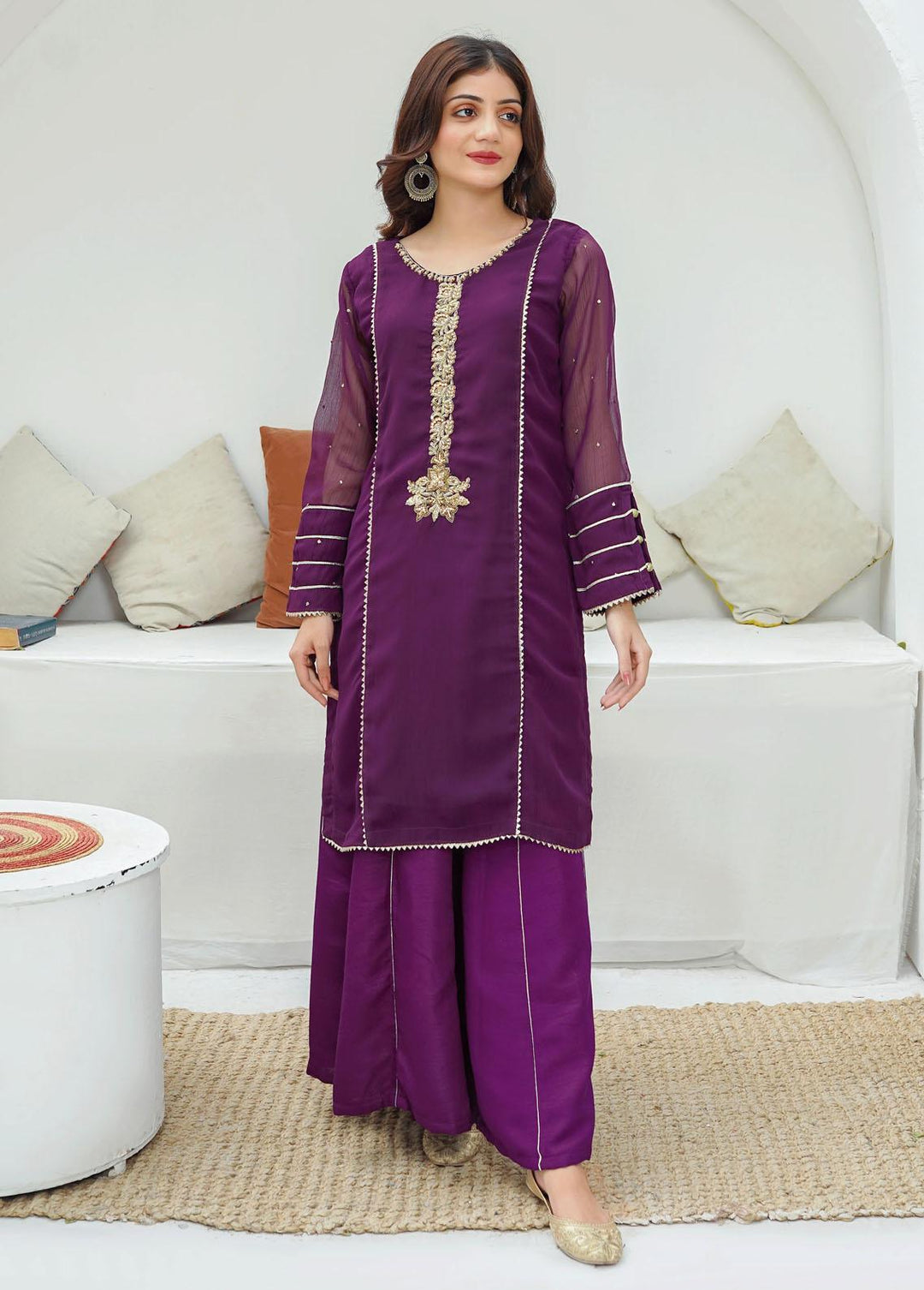 Modest Pret Embroidered Chiffon 3 Piece Suit MD23RE Raqs