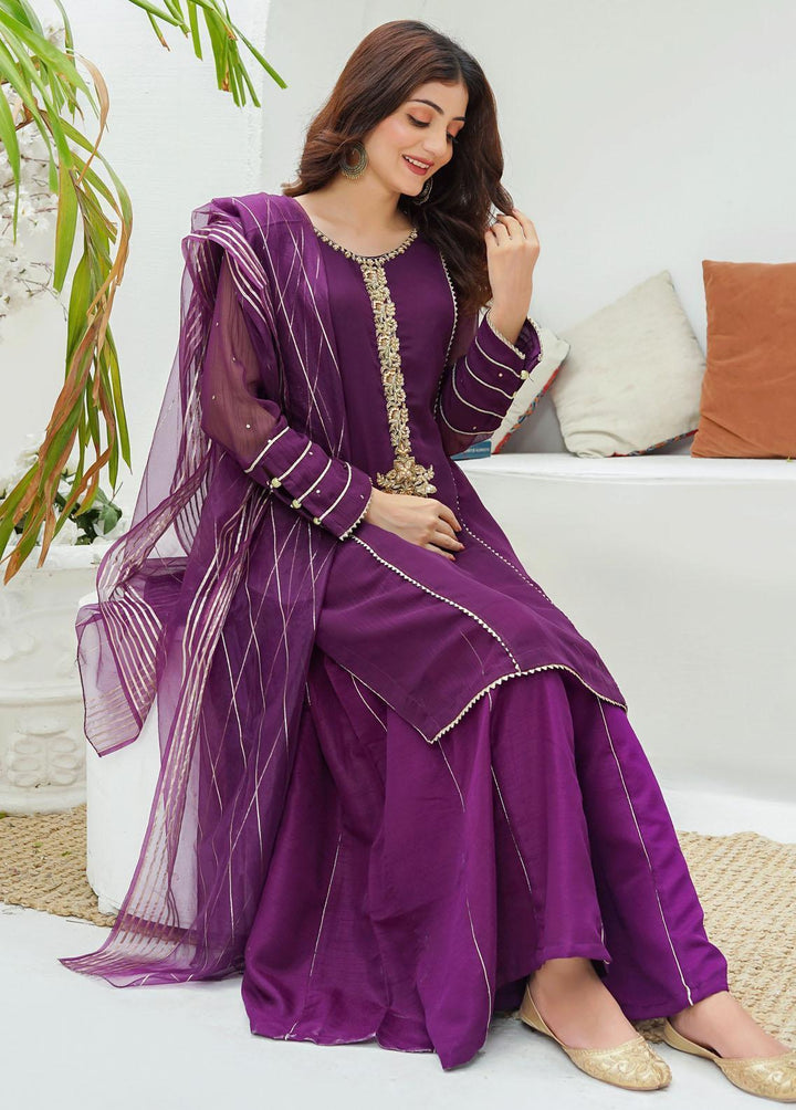 Modest Pret Embroidered Chiffon 3 Piece Suit MD23RE Raqs