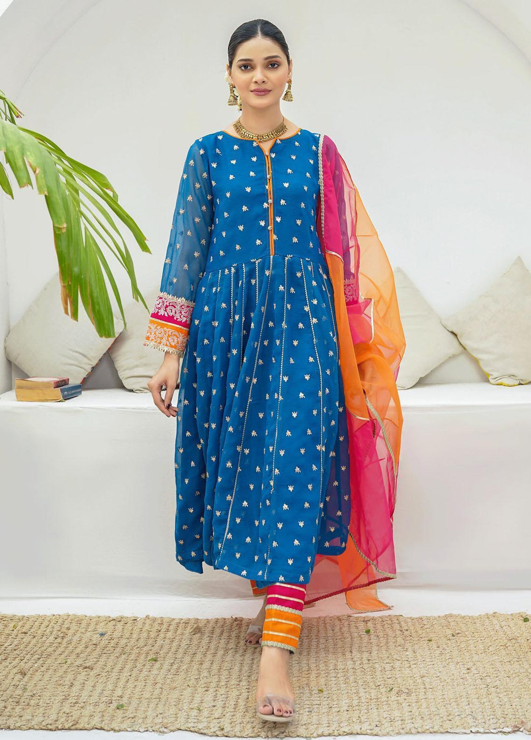 Modest Pret Embroidered Chiffon 3 Piece Suit MD23RE Zelena