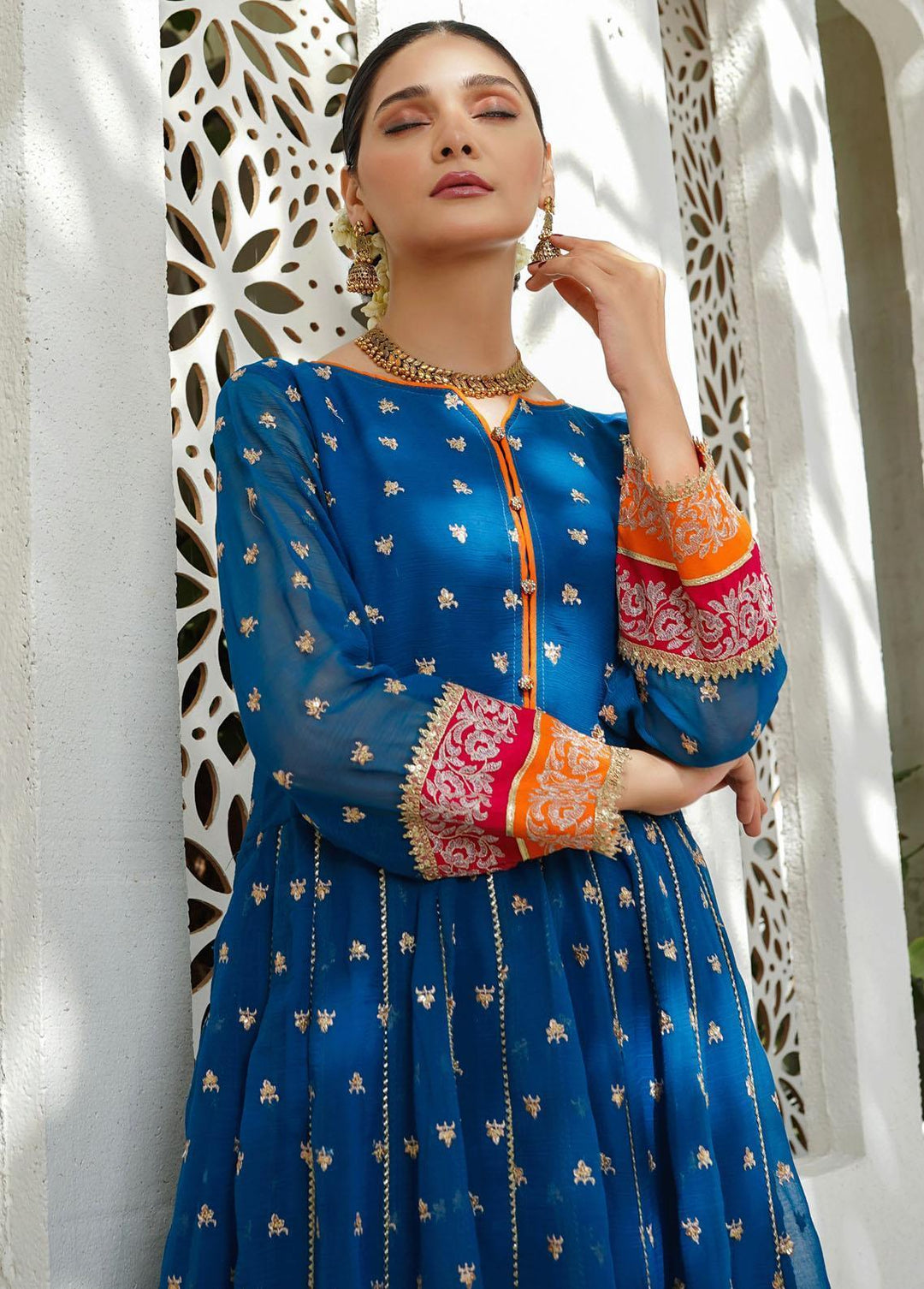 Modest Pret Embroidered Chiffon 3 Piece Suit MD23RE Zelena