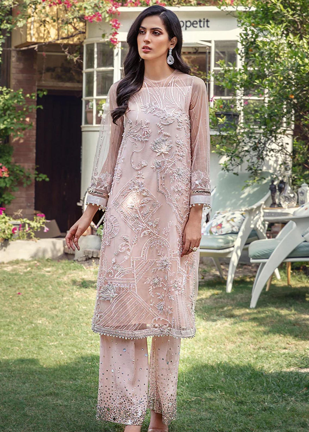 Malook By Shazia Ovais Pret Embroidered Net 4 Piece Suit MLK23RH Ayla