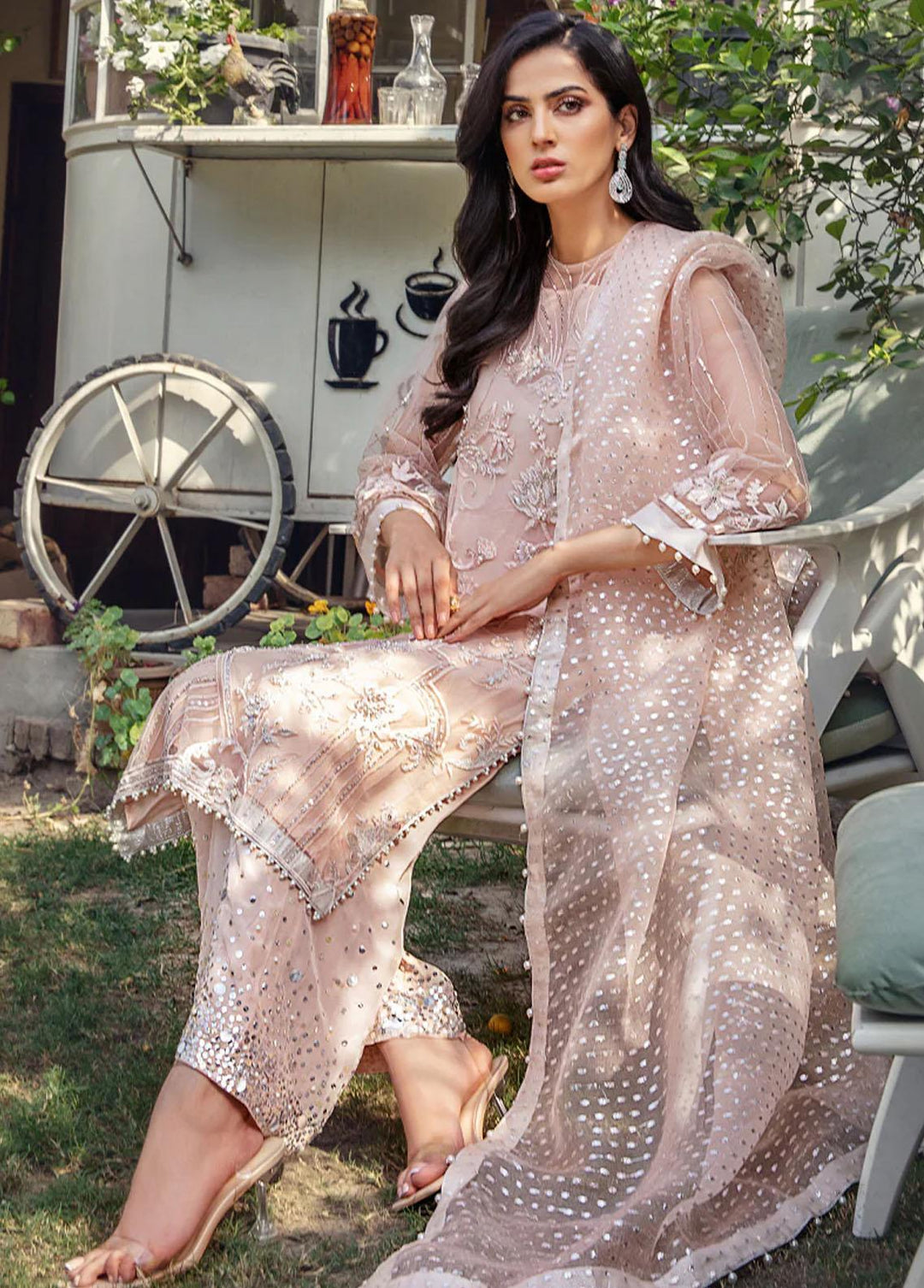 Malook By Shazia Ovais Pret Embroidered Net 4 Piece Suit MLK23RH Ayla