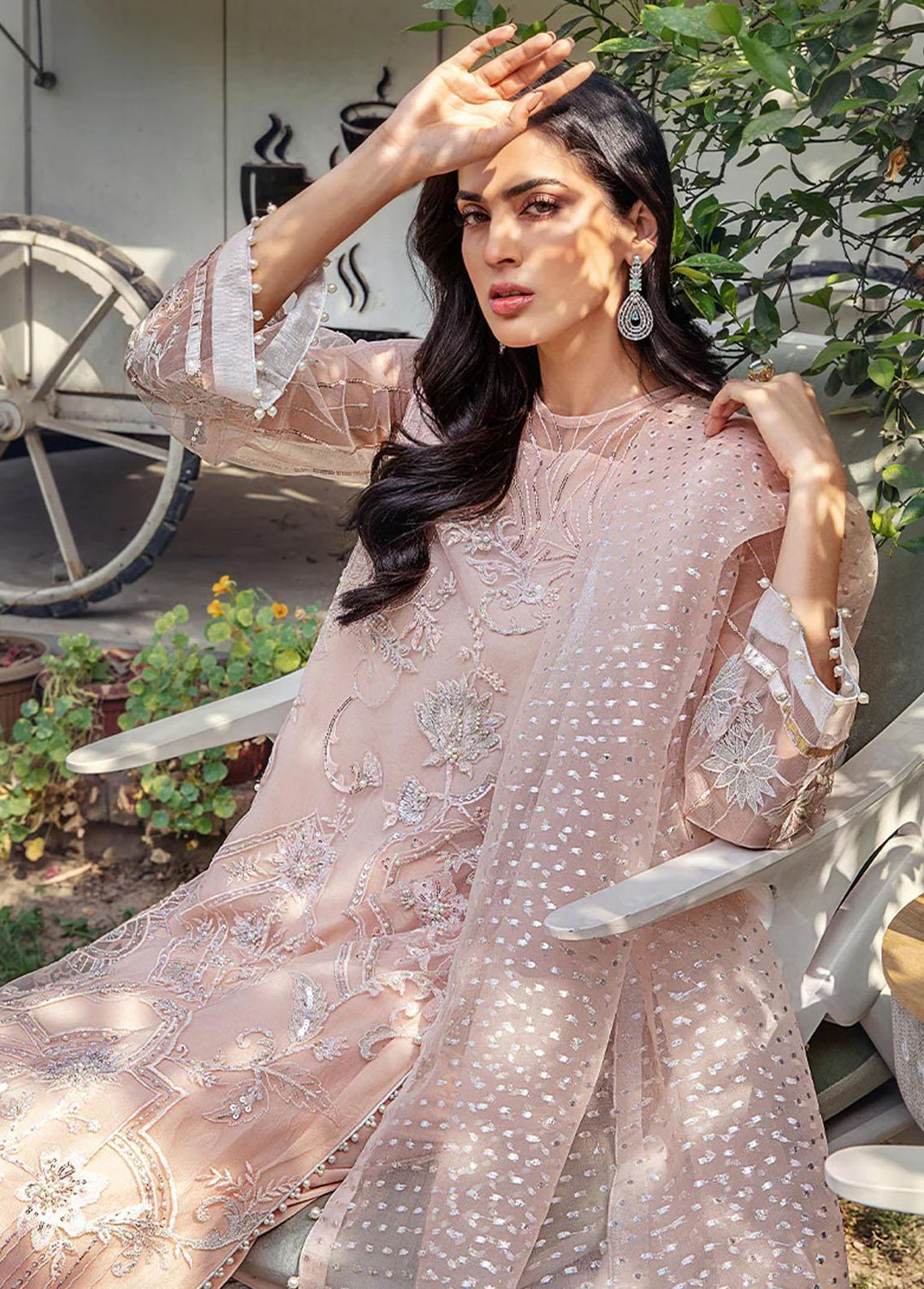 Malook By Shazia Ovais Pret Embroidered Net 4 Piece Suit MLK23RH Ayla