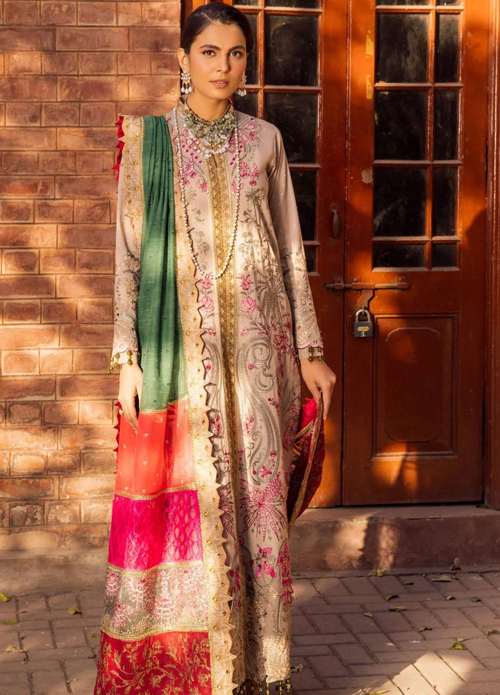 Rang Munch By Maryum N Maria Embroidered Lawn Suits Unstitched 3 Piece MNM23RM MLFG-011 Slate Green - Luxury Summer Collection