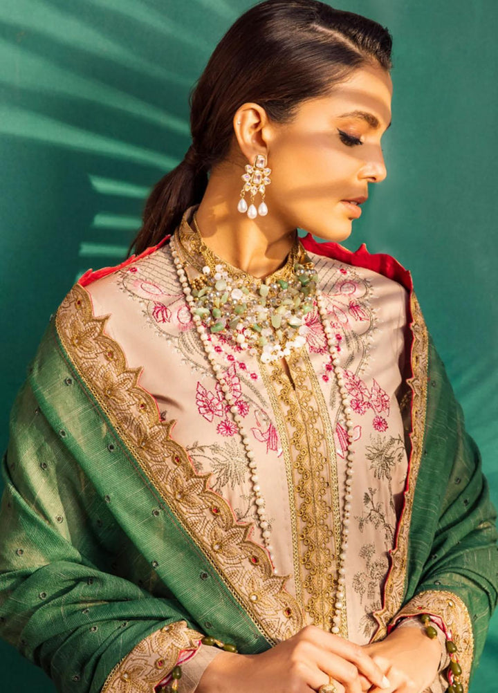 Rang Munch By Maryum N Maria Embroidered Lawn Suits Unstitched 3 Piece MNM23RM MLFG-011 Slate Green - Luxury Summer Collection