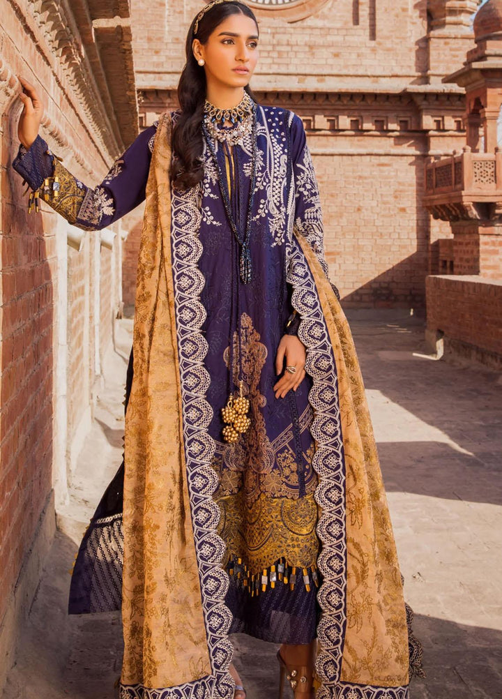 Rang Munch By Maryum N Maria Embroidered Lawn Suits Unstitched 3 Piece MNM23RM MLFD-084 Twilight Blue - Luxury Summer Collection