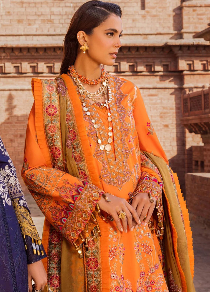 Rang Munch By Maryum N Maria Embroidered Lawn Suits Unstitched 3 Piece MNM23RM MLFD-085 Morange - Luxury Summer Collection
