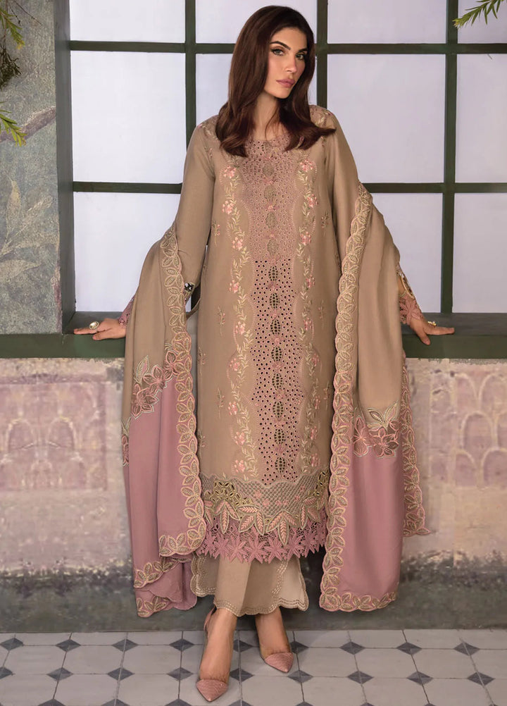 Rang Rasiya Embroidered Karandi Suit Unstitched 3 Piece D-09 Cappuccino - Winter Collection