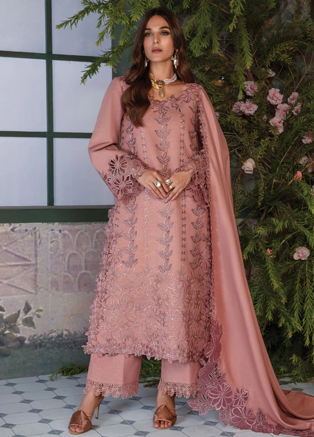 Rang Rasiya Embroidered Karandi Suit Unstitched 3 Piece D-11 Chai - Winter Collection