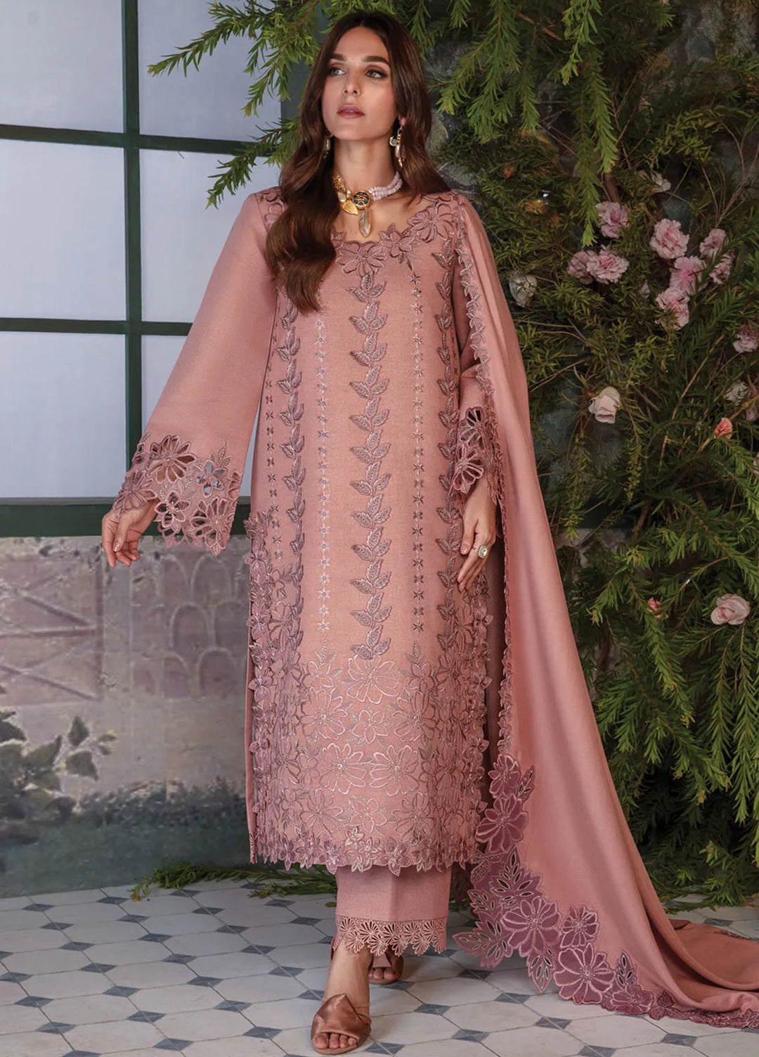 Rang Rasiya Embroidered Karandi Suit Unstitched 3 Piece D-11 Chai - Winter Collection