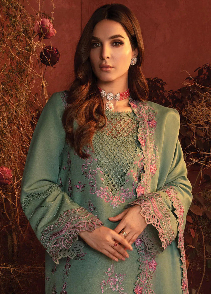 Rang Rasiya Embroidered Karandi Suit Unstitched 3 Piece D-12 Mint - Winter Collection
