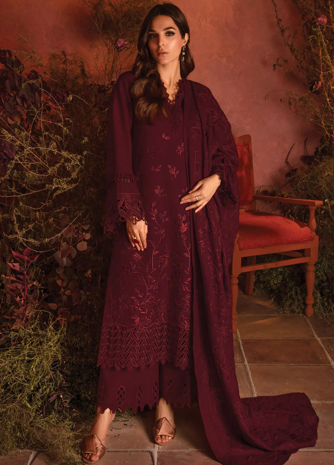 Rang Rasiya Embroidered Karandi Suit Unstitched 3 Piece D-13 Rose - Winter Collection