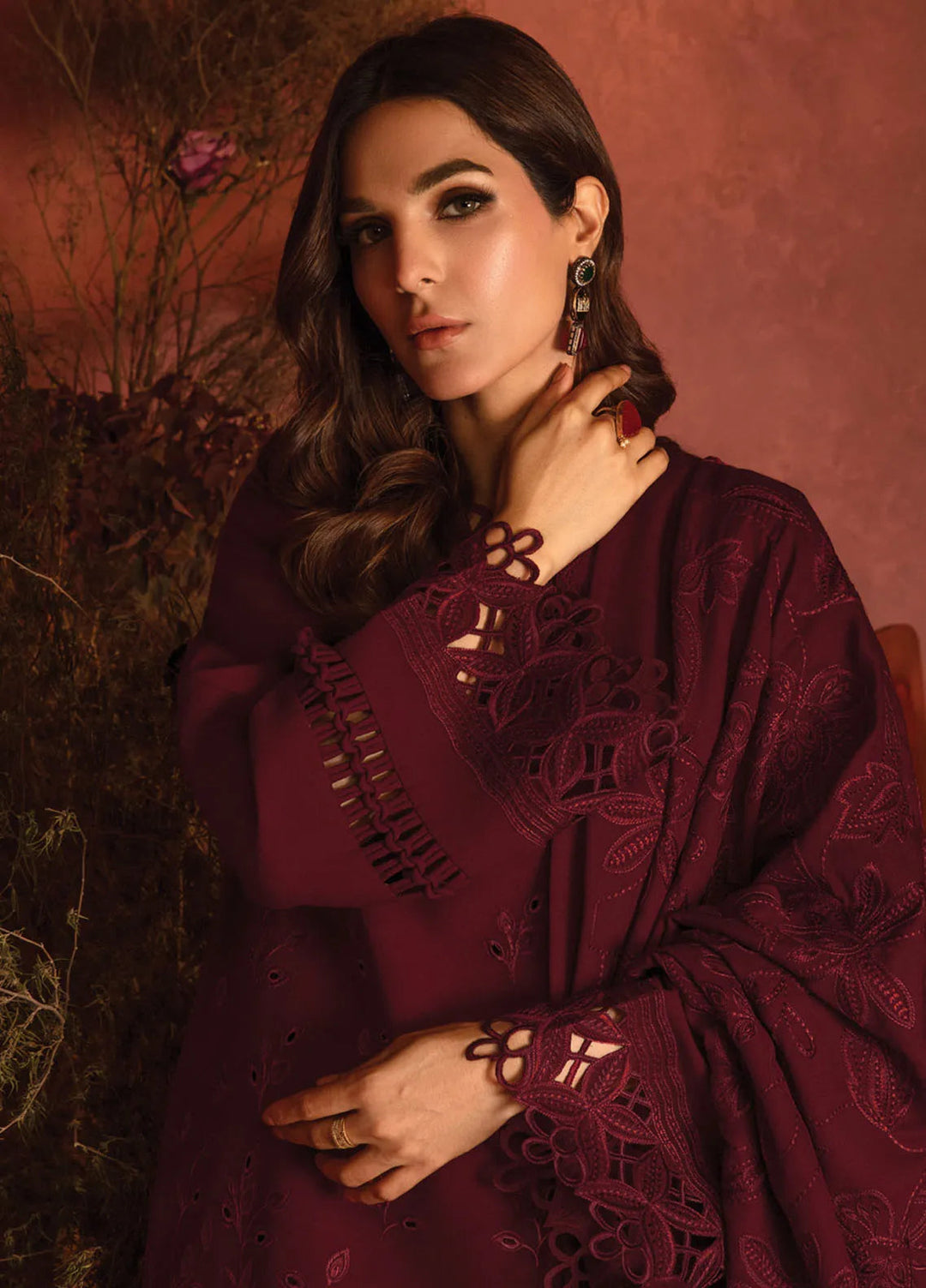 Rang Rasiya Embroidered Karandi Suit Unstitched 3 Piece D-13 Rose - Winter Collection