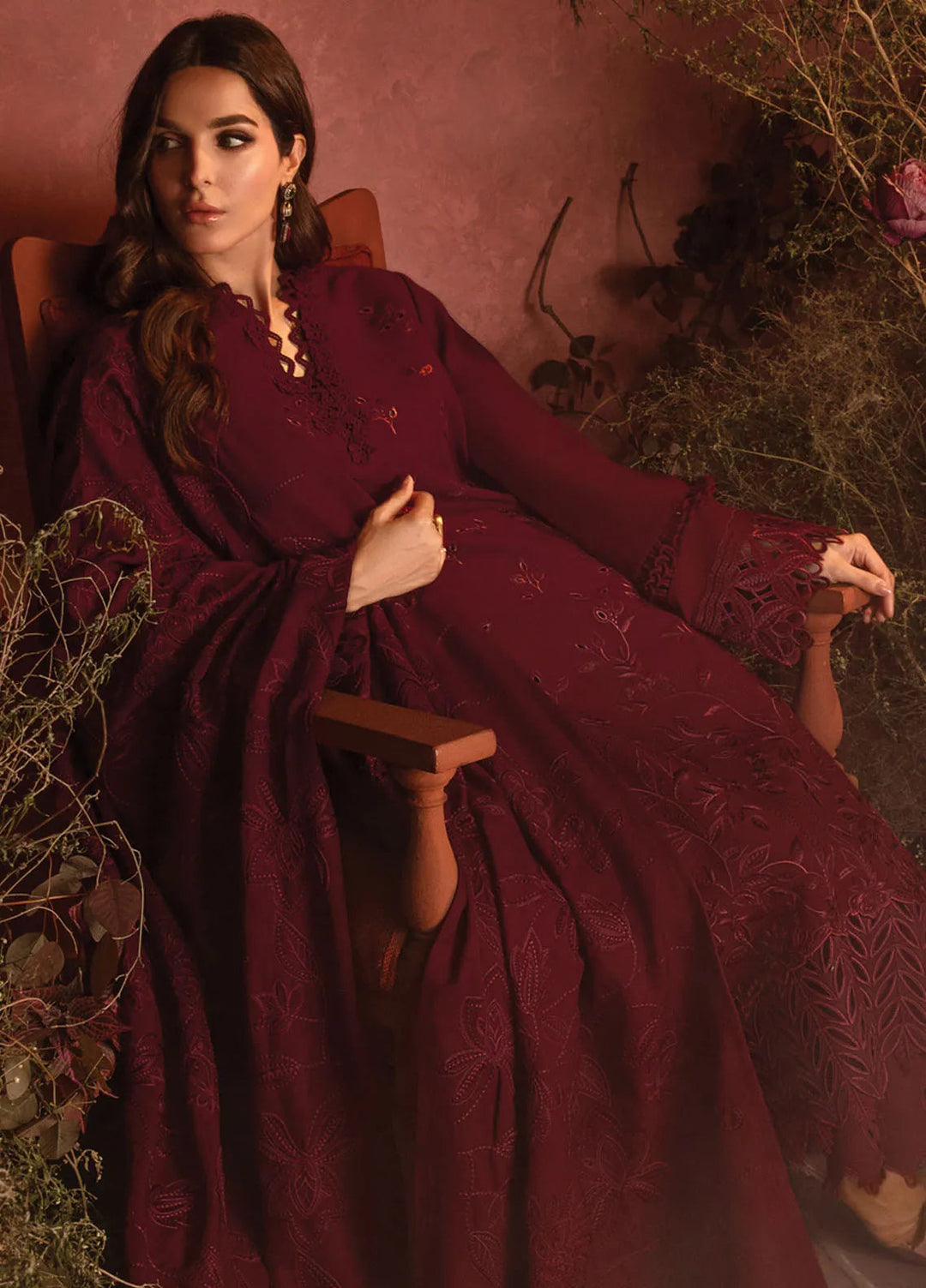 Rang Rasiya Embroidered Karandi Suit Unstitched 3 Piece D-13 Rose - Winter Collection