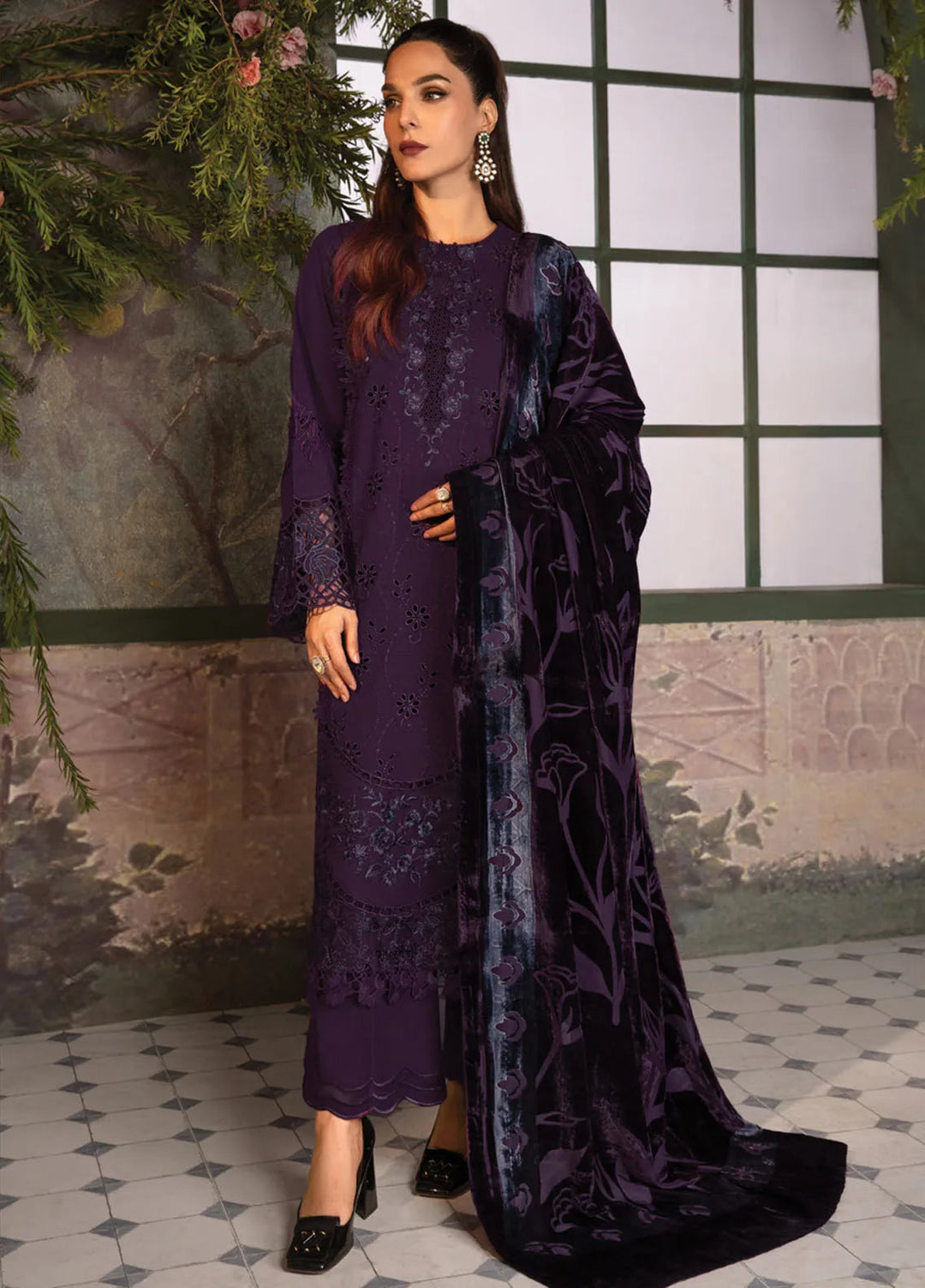 Rang Rasiya Embroidered Khaddar Suit Unstitched 3 Piece D-01 Mocha - Winter Collection