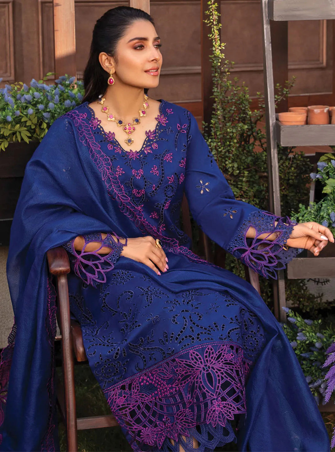 Rang Rasiya Embroidered Lawn Suits Unstitched 3 Piece RR24PE D-04 Zara - Summer Eid Collection