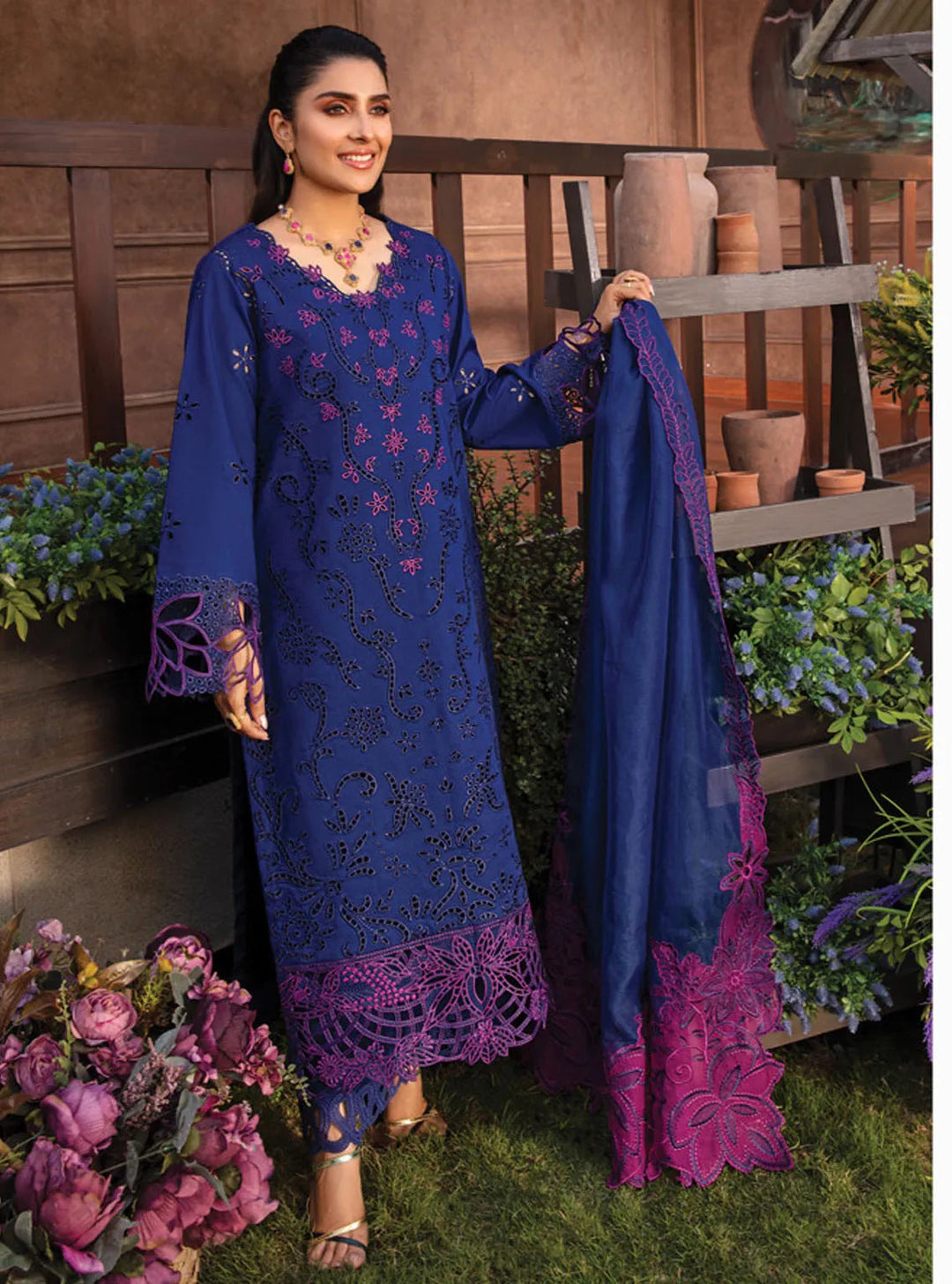 Rang Rasiya Embroidered Lawn Suits Unstitched 3 Piece RR24PE D-04 Zara - Summer Eid Collection