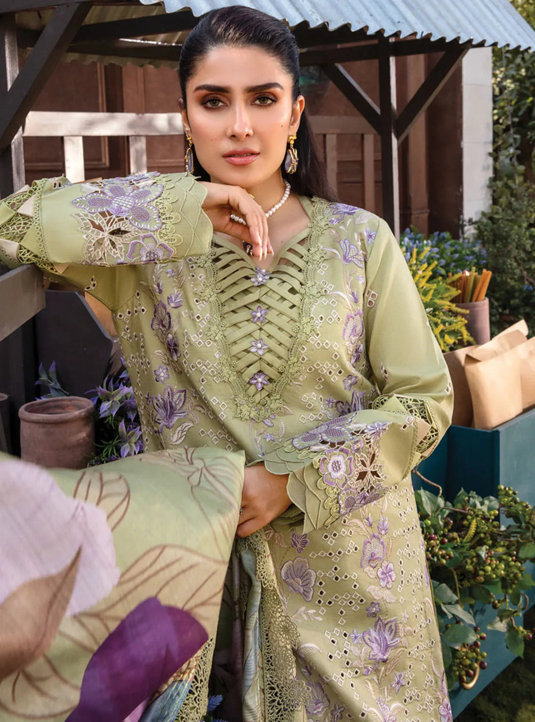 Rang Rasiya Embroidered Lawn Suits Unstitched 3 Piece RR24PE D-08 Aysel - Summer Eid Collection