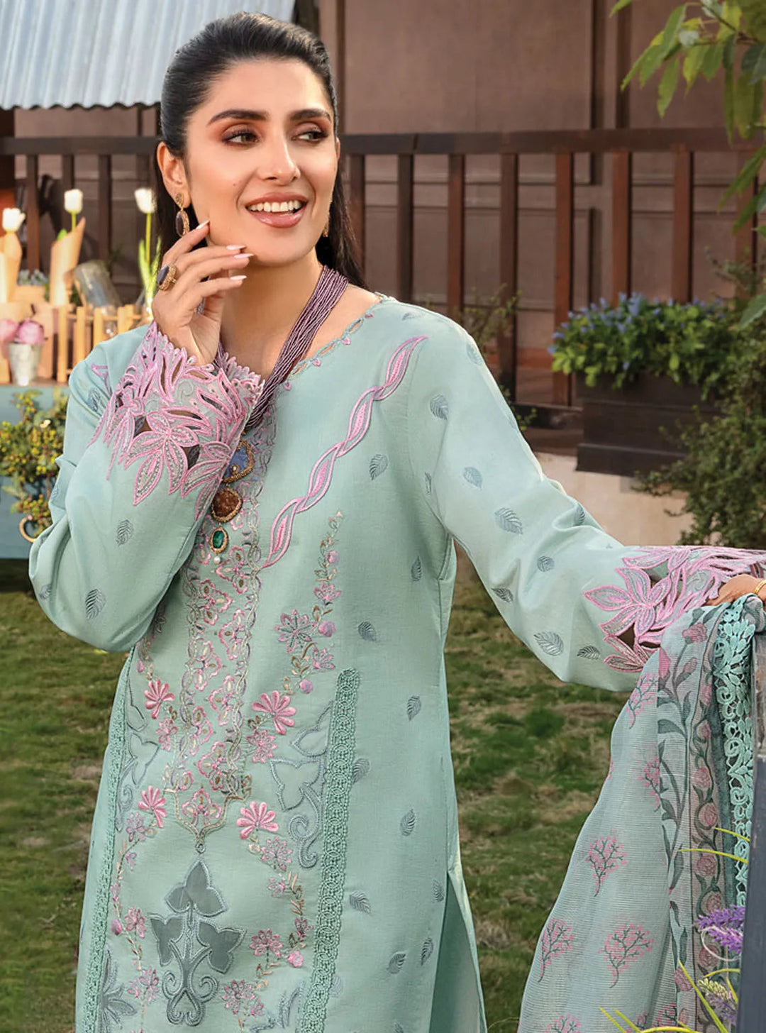 Rang Rasiya Embroidered Lawn Suits Unstitched 3 Piece RR24PE D-09 Amyra - Summer Eid Collection